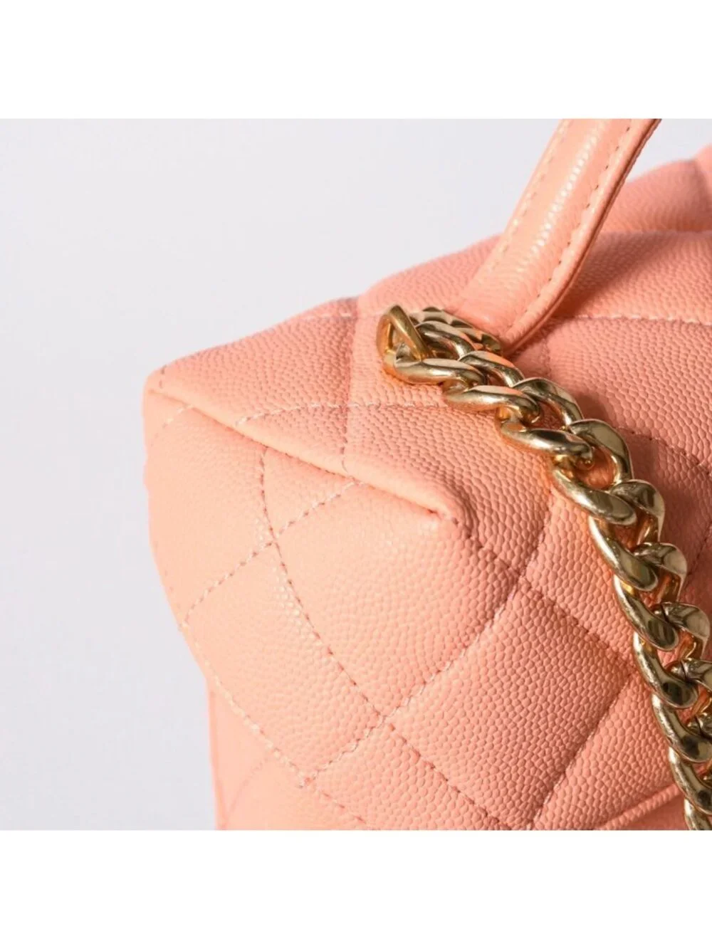 Chanel Vanity Chain Shoulder Bag 2-Way Base CC Logo Caviar Leather Pink